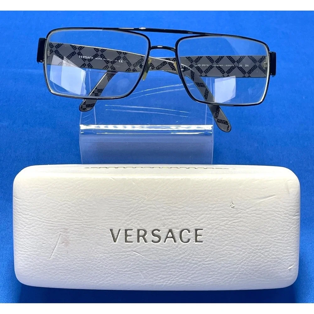 Versace MOD 2075 1009/87 Vintage Eyeglass Frames Black 60-15 Italy